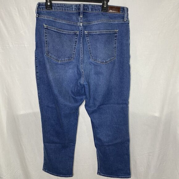 HOLLISTER Jean Distressed Straight High Waist Medium Wash Denim Womens 14 Blue - Picture 2 of 7